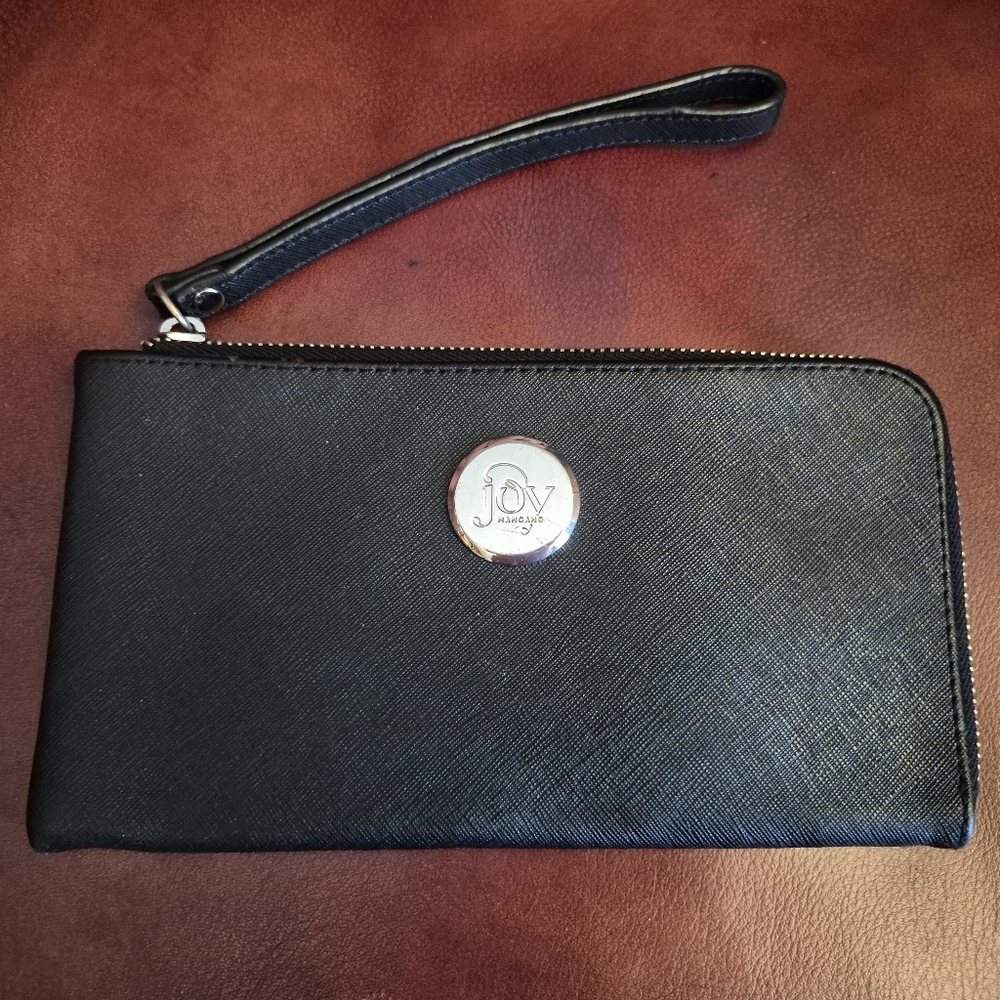 Joy Mangano Black Split Wallet Holds 16 Cards